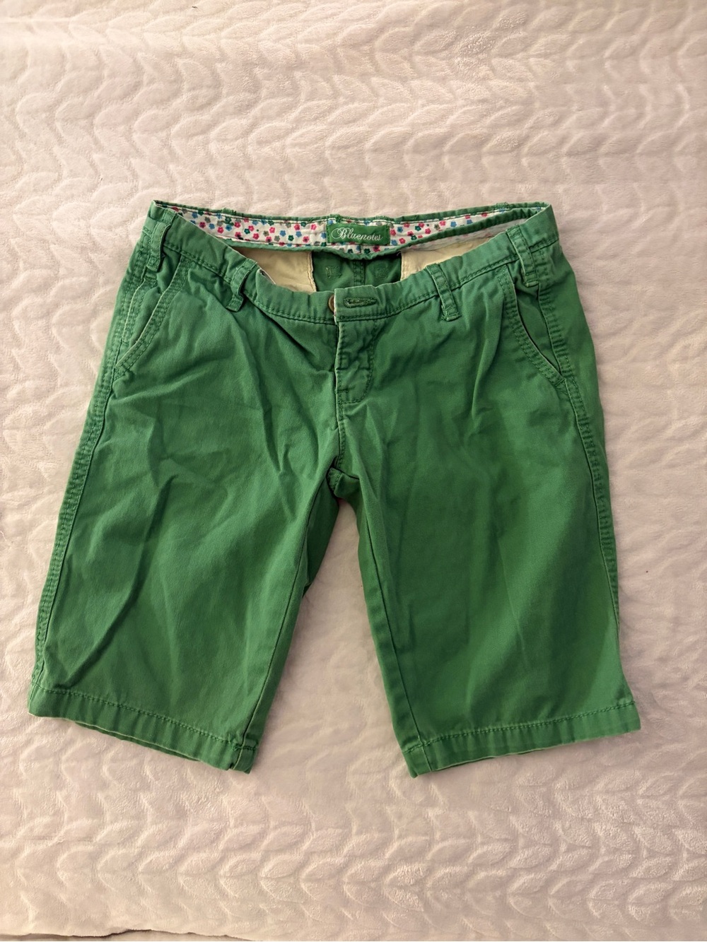 Bluenotes Green Chino Shorts with Floral Waistband